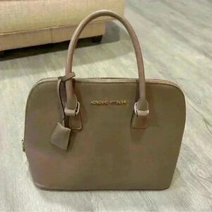Adrienne Vittadini Beige Satchel Double Handle Shoulder Tote Bag
